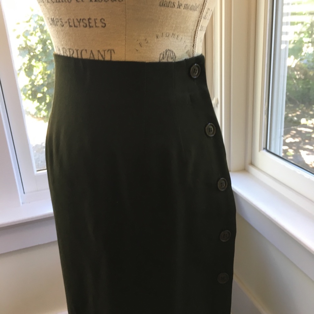 Hunter Green Wool Pencil Skirt